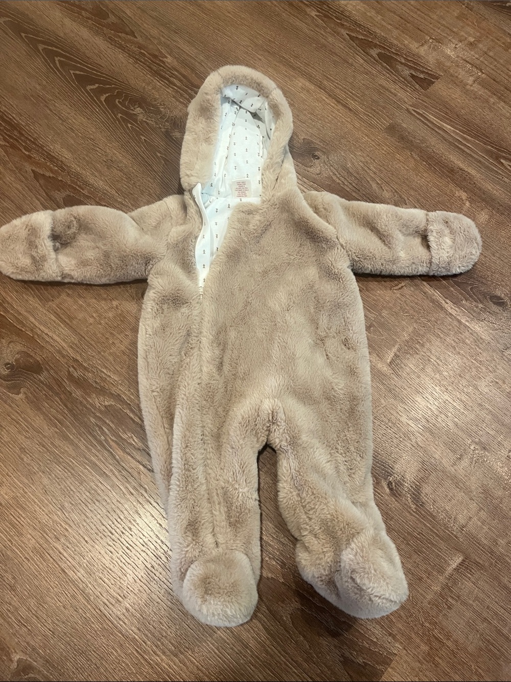 Cozy Plush Hooded One-Piece in Light Tan